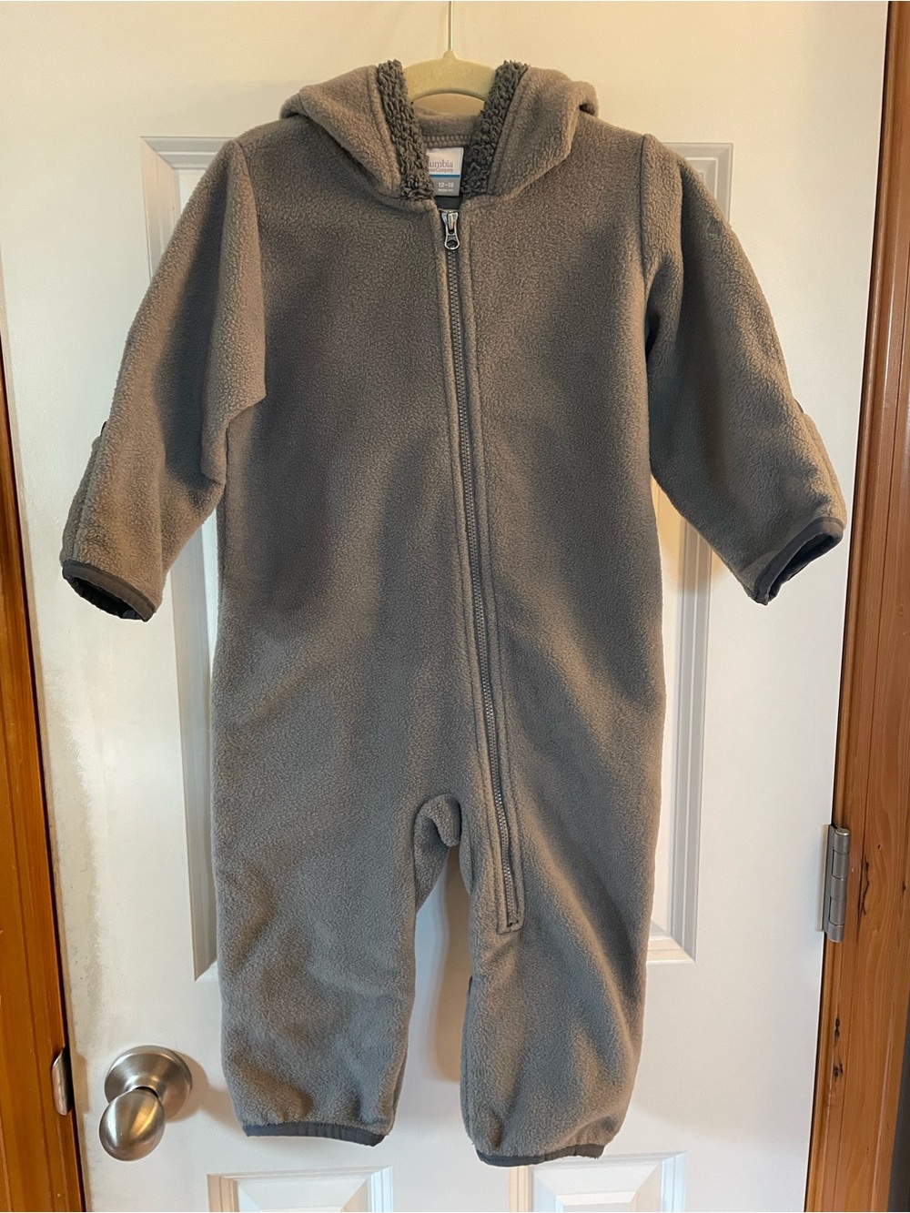 Columbia Toddler Grey Fleece One-Piece Hooded Coverall